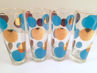 Load image into Gallery viewer, Russel Wright Mid-Century Bright Blue &amp; 22-Karat Gold Eclipse Tall Collins Glasses (Set of 4)
