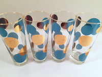 Load image into Gallery viewer, Russel Wright Mid-Century Bright Blue &amp; 22-Karat Gold Eclipse Tall Collins Glasses (Set of 4)
