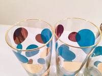 Load image into Gallery viewer, Russel Wright Mid-Century Bright Blue &amp; 22-Karat Gold Eclipse Tall Collins Glasses (Set of 4)
