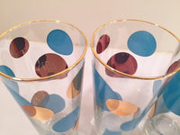 Load image into Gallery viewer, Russel Wright Mid-Century Bright Blue &amp; 22-Karat Gold Eclipse Tall Collins Glasses (Set of 4)
