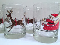 Load image into Gallery viewer, Cera Signed Vintage Santa Sleigh Ride Double Old Fashion Glasses (Set of 6)
