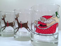 Load image into Gallery viewer, Cera Signed Vintage Santa Sleigh Ride Double Old Fashion Glasses (Set of 6)
