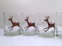 Load image into Gallery viewer, Cera Signed Vintage Santa Sleigh Ride Double Old Fashion Glasses (Set of 6)

