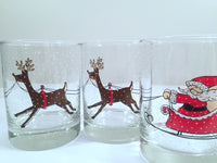 Load image into Gallery viewer, Cera Signed Vintage Santa Sleigh Ride Double Old Fashion Glasses (Set of 6)
