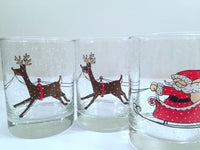 Load image into Gallery viewer, Cera Signed Vintage Santa Sleigh Ride Double Old Fashion Glasses (Set of 6)
