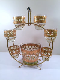 Load image into Gallery viewer, Culver - Signed Valencia Mid-Century Green &amp; 22-Karat Gold Ferris Wheel Drink Set
