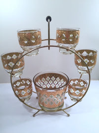 Load image into Gallery viewer, Culver - Signed Valencia Mid-Century Green &amp; 22-Karat Gold Ferris Wheel Drink Set

