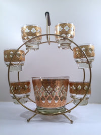 Load image into Gallery viewer, Culver - Signed Valencia Mid-Century Green &amp; 22-Karat Gold Ferris Wheel Drink Set
