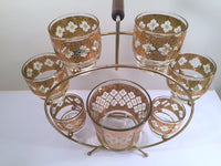 Load image into Gallery viewer, Culver - Signed Valencia Mid-Century Green &amp; 22-Karat Gold Ferris Wheel Drink Set
