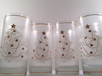 Load image into Gallery viewer, Culver- Signed White Christmas Tree &amp; 22-Karat Gold Mid-Century Glasses with Original Box (Set of 4)

