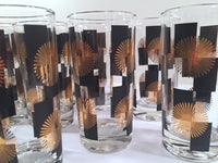 Load image into Gallery viewer, Anchor Hocking - Mid-Century Black Square with 22-Karat Gold Atomic Burst Glasses (Set of 11)
