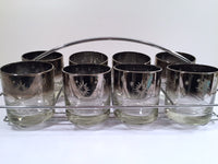 Load image into Gallery viewer, Vitreon Queens Luster - Mid-Century Atomic Bar Set with Carrier (8 Low-Ball Glasses, Carrier &amp; Original Box)

