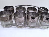 Load image into Gallery viewer, Vitreon Queens Luster - Mid-Century Atomic Bar Set with Carrier (8 Low-Ball Glasses, Carrier &amp; Original Box)
