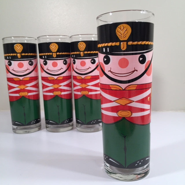 Georges Briard-Signed Mid-Century Soldiers Tall Collins Glasses (Set of 4)