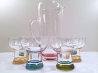 Load image into Gallery viewer, Mid-Century Vintage Rainbow Martini Pitcher with 6 low-ball glasses (1 Pitcher and 6 Low-Ball Glasses)

