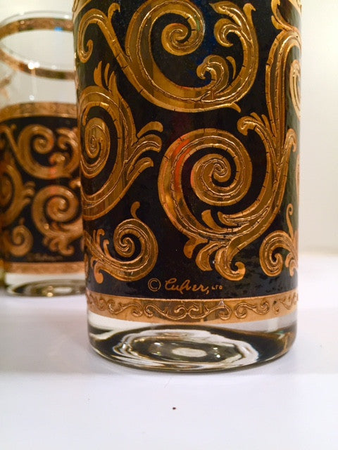 Culver Mid-Century Baroque Scroll buy Highball Glasses