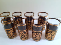 Load image into Gallery viewer, Culver - Signed Mid-Century 22-Karat Gold Baroque Scroll Highball Glasses (Set of 8)

