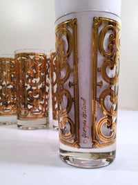 Load image into Gallery viewer, Georges Briard - Signed Mid-Century 22-Karat Gold Fleur-De-Lis Highball Glasses (Set of 6)
