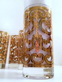 Load image into Gallery viewer, Georges Briard - Signed Mid-Century 22-Karat Gold Fleur-De-Lis Highball Glasses (Set of 6)
