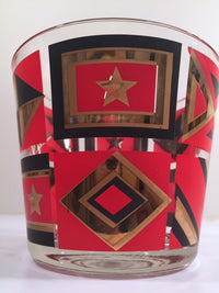 Load image into Gallery viewer, Washington Glass Mid-Century Geometric Red, Black &amp; 22-Karat Gold Ice Container
