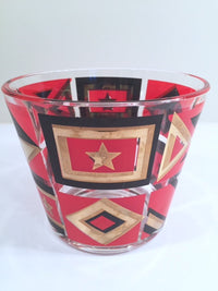 Load image into Gallery viewer, Washington Glass Mid-Century Geometric Red, Black &amp; 22-Karat Gold Ice Container

