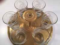 Load image into Gallery viewer, Federal Glass Mid-Century Art Deco Gazelle Bar Set (6 Glasses and Carrier)

