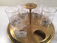 Load image into Gallery viewer, Federal Glass Mid-Century Art Deco Gazelle Bar Set (6 Glasses and Carrier)
