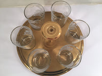 Load image into Gallery viewer, Federal Glass Mid-Century Art Deco Gazelle Bar Set (6 Glasses and Carrier)
