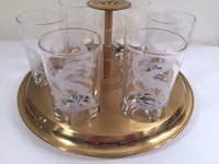 Load image into Gallery viewer, Federal Glass Mid-Century Art Deco Gazelle Bar Set (6 Glasses and Carrier)
