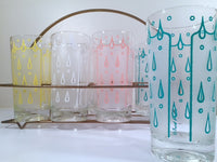Load image into Gallery viewer, Fred Press - Signed Mid-Century Raindrop Bar Set (8 glasses and Carrier)
