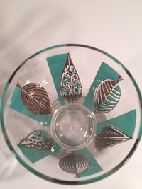 Load image into Gallery viewer, Fred Press Signed Mid-Century 22-Karat Gold &amp; Blue Leaf Tall and Whiskey Glasses (Set of 4 tall glasses &amp; 4 whiskey glasses)
