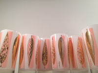 Load image into Gallery viewer, Fred Press - Signed Mid-Century 22-Karat Gold Frosted Pink Leaf Glasses (Set of 6)
