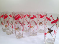Load image into Gallery viewer, Federal Glass Rhythm Mid-Century Red and 22-Karat Gold Atomic Collins Glasses (Set of 8)
