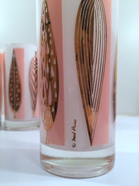 Load image into Gallery viewer, Fred Press - Signed Mid-Century 22-Karat Gold Frosted Pink Leaf Glasses (Set of 4)
