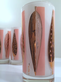 Load image into Gallery viewer, Fred Press - Signed Mid-Century 22-Karat Gold Frosted Pink Leaf Glasses (Set of 4)
