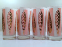 Load image into Gallery viewer, Fred Press - Signed Mid-Century 22-Karat Gold Frosted Pink Leaf Glasses (Set of 4)
