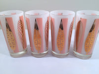 Load image into Gallery viewer, Fred Press - Signed Mid-Century 22-Karat Gold Frosted Pink Leaf Glasses (Set of 4)
