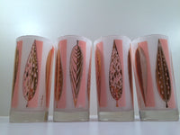 Load image into Gallery viewer, Fred Press - Signed Mid-Century 22-Karat Gold Frosted Pink Leaf Glasses (Set of 4)
