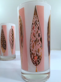 Load image into Gallery viewer, Fred Press - Signed Mid-Century 22-Karat Gold Frosted Pink Leaf Glasses (Set of 4)
