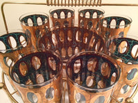 Load image into Gallery viewer, Culver Mid-Century Pisa 22-Karat Gold Cocktail Bar Set (8 Glasses, Ice Container, Carrier)
