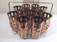 Load image into Gallery viewer, Culver Mid-Century Pisa 22-Karat Gold Cocktail Bar Set (8 Glasses, Ice Container, Carrier)
