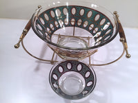 Load image into Gallery viewer, Culver Mid-Century 22-Karat Gold &amp; Green Pisa Bowls and Carrier (Set of 2 Bowls with Carrier)
