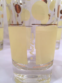 Load image into Gallery viewer, Fred Press Signed Mid-Century Yellow and 22-Karat Gold Polka Dot Tall Collins Glasses (Set of 7)
