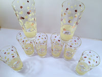 Load image into Gallery viewer, Fred Press Signed Mid-Century Yellow and 22-Karat Gold Polka Dot Tall Collins Glasses (Set of 7)
