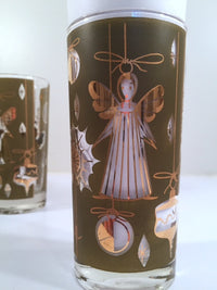 Load image into Gallery viewer, Fred Press - Signed Mid-Century Green &amp; 22-Karat Gold Christmas Angel Glasses (Set of 7)
