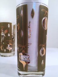 Load image into Gallery viewer, Fred Press - Signed Mid-Century Green &amp; 22-Karat Gold Christmas Angel Glasses (Set of 7)
