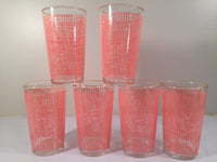 Load image into Gallery viewer, Federal Glass Mid-Century Pink Weave with 22-Karat Gold Rim Glasses (Set of 6)
