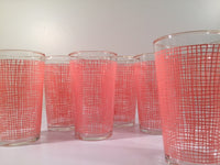 Load image into Gallery viewer, Federal Glass Mid-Century Pink Weave with 22-Karat Gold Rim Glasses (Set of 6)
