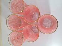 Load image into Gallery viewer, Federal Glass Mid-Century Pink Weave with 22-Karat Gold Rim Glasses (Set of 6)
