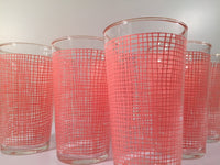 Load image into Gallery viewer, Federal Glass Mid-Century Pink Weave with 22-Karat Gold Rim Glasses (Set of 6)
